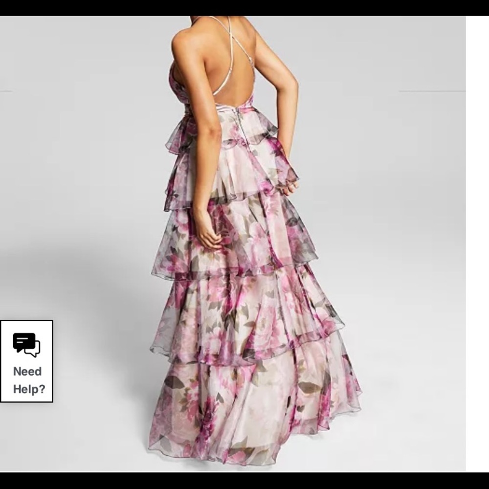 Speechless Juniors' Organza Floral-Print Tiered Halter Dress, Created for Macy's